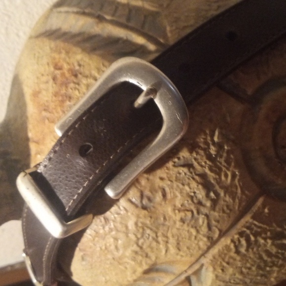 Navasota Leather And Silver Medallion Belt Waist 27"-31" - Picture 4 of 16